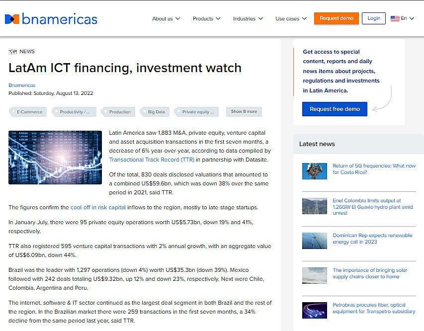 LatAm ICT financing, investment watch